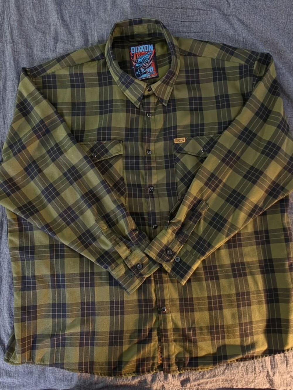DIXXON Olive and Black Plaid Long-Sleeve Button-Down Shirt